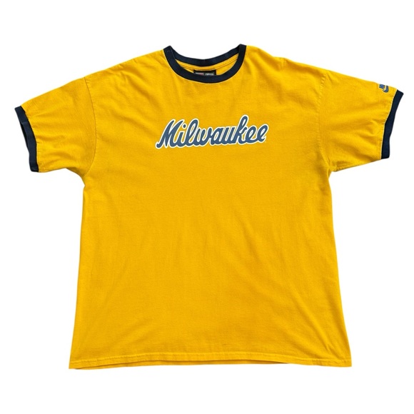 Vintage 90s Nike Milwaukee Brewers Made In USA Ringer Tee - Picture 1 of 6